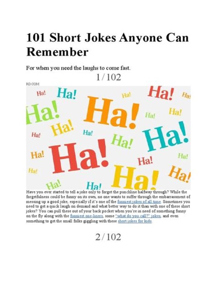101 Short Jokes Anyone Can Remember Reader's Digest