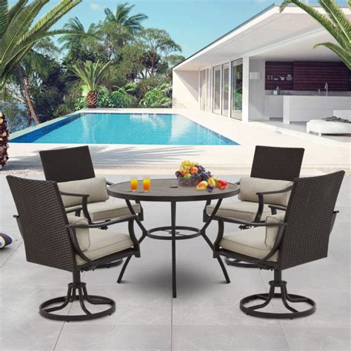 5 Piece Patio Dining Set With Umbrella Patio Dining Charcoal Umbrella