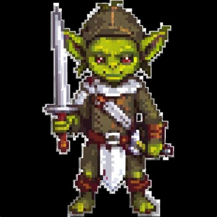 A goblin holding a sword in The Hobbit