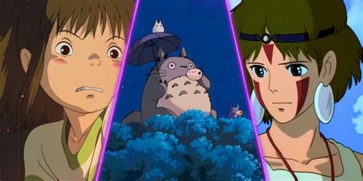 A split image of Chihiro and Haku in Spirited Away, and Mei, Satsuki & Totoro in My Neighbor Totoro