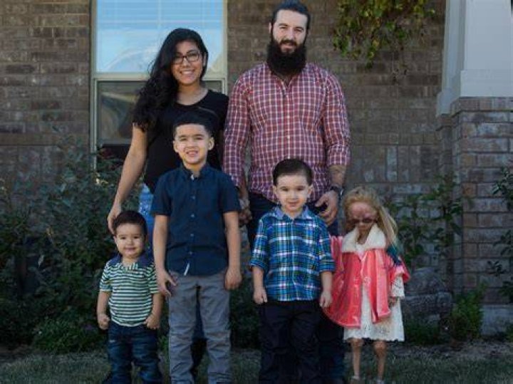 Adalia poses with parents Ryan and Natalia Pallante, and brothers (l-r) Emiliano, Marcelo and Niko. Photo / Getty Images