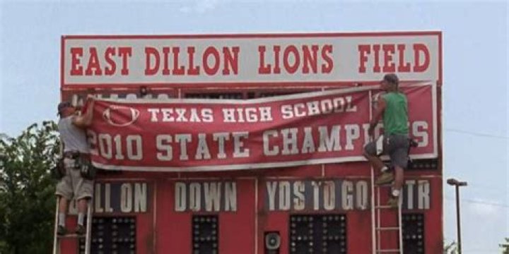 An East Dillon Lions championship banner is taken down in the Friday Night Lights finale.