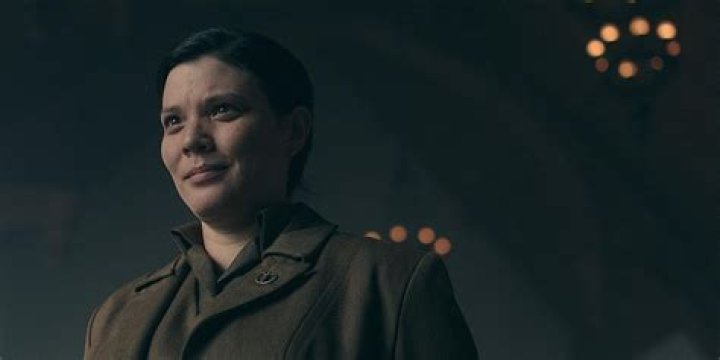 Aunt Ruth standing to attention on The Handmaid's Tale.
