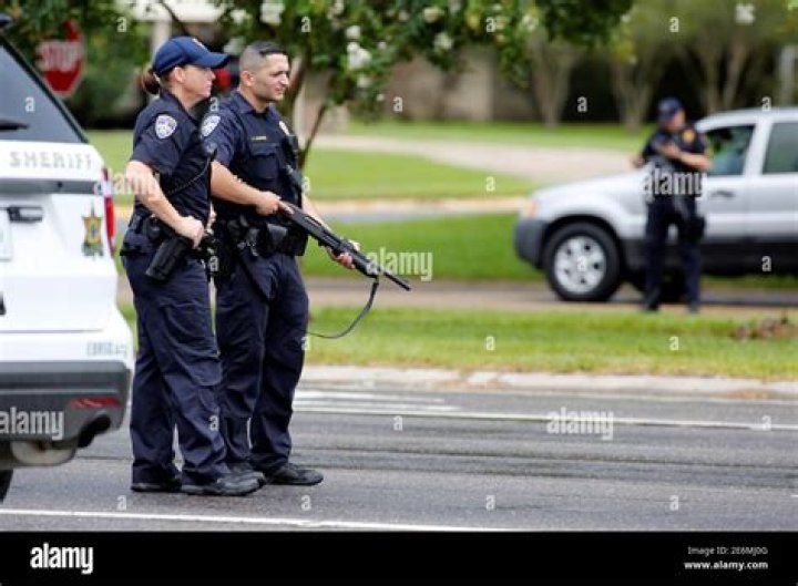 Baton Rouge Police block Airline Highway after police were shot. Photo / AP