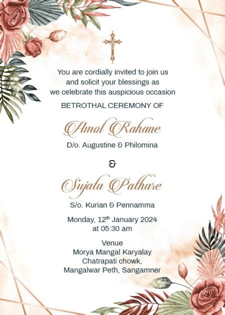 Bethrothal ceremony Invitation Free cards