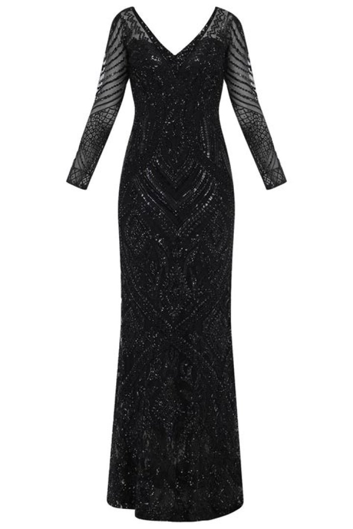Black Embroidered Straight Gown Megha and Jigar