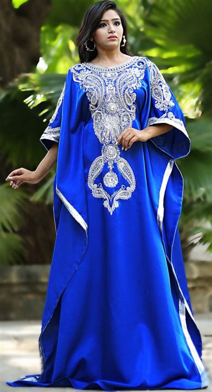 Blue Color Modern Arabic Kaftan for Women Moroccan Caftan African