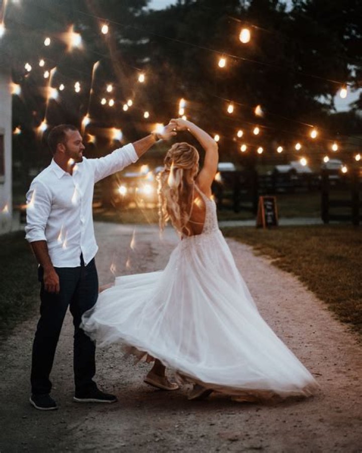 Bride and groom dancing