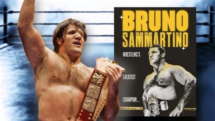 Bruno Sammartino posing with the WWE Championship.