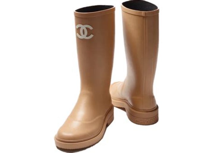 Chanel Rubber Rain Boots Beige G39620 X56326 0Q304 US