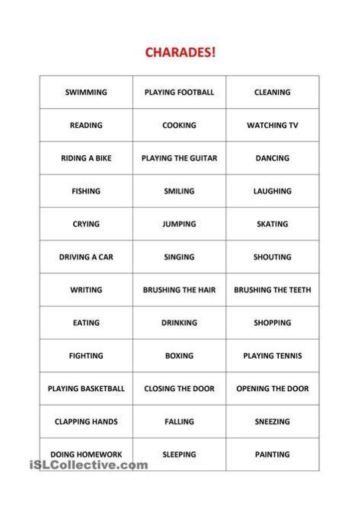 Charades! Charades for kids, Charades, Drama activities