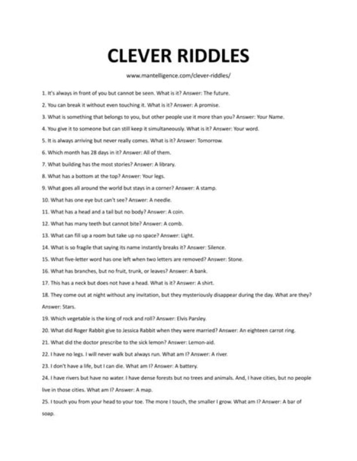 Clever riddles to solve in 2020 Riddles clever, Tricky riddles