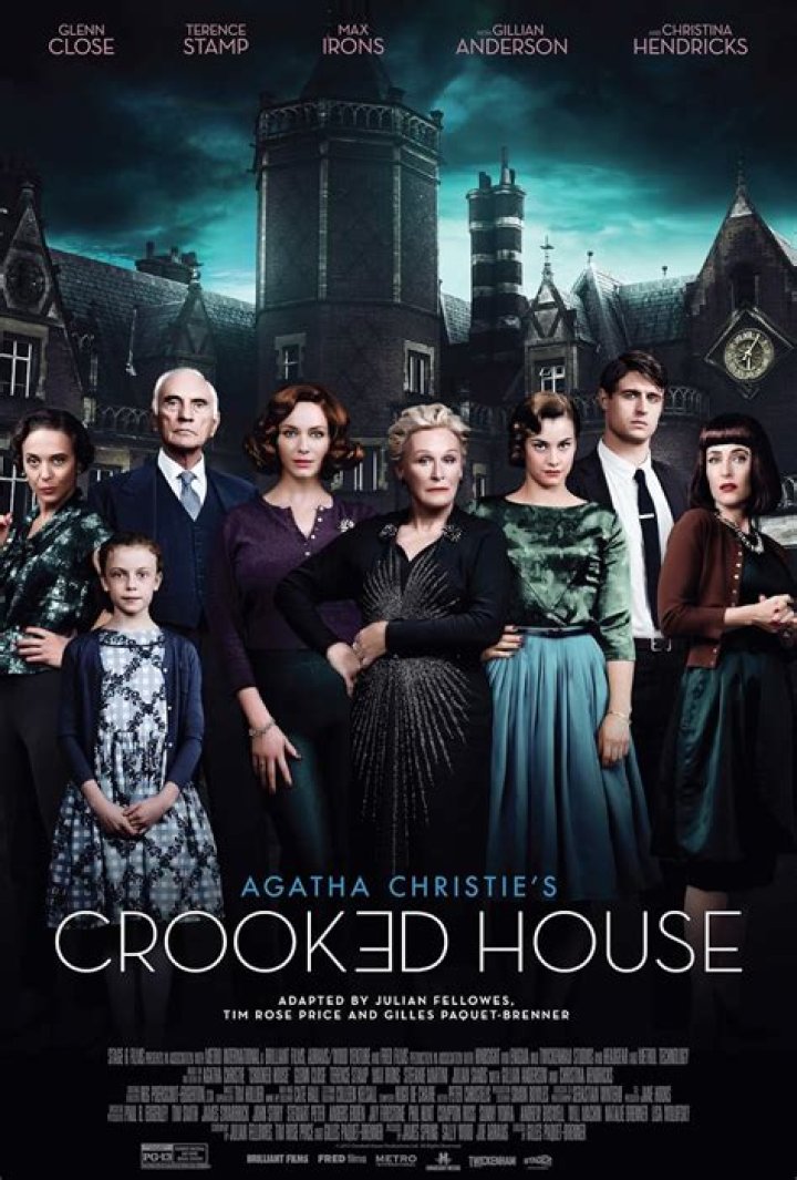 Cover art of Crooked House showing a needle stabbing into a house.