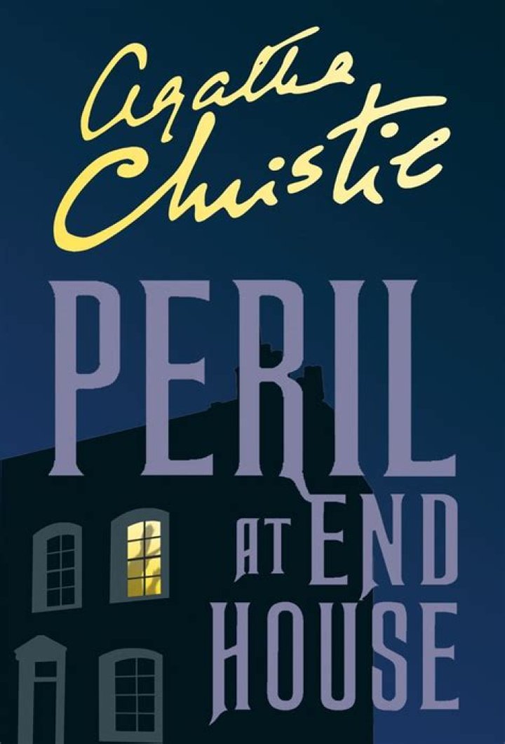 Cover art of Peril at the End House showing a home at night with one light on.