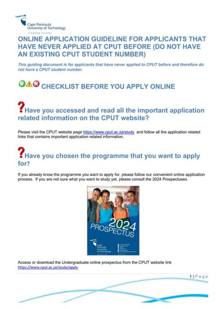 CPUT online application 2022 closing date.