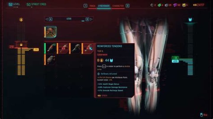 Cyberpunk 2077 Reinforced Tendons New Leg Cyberware