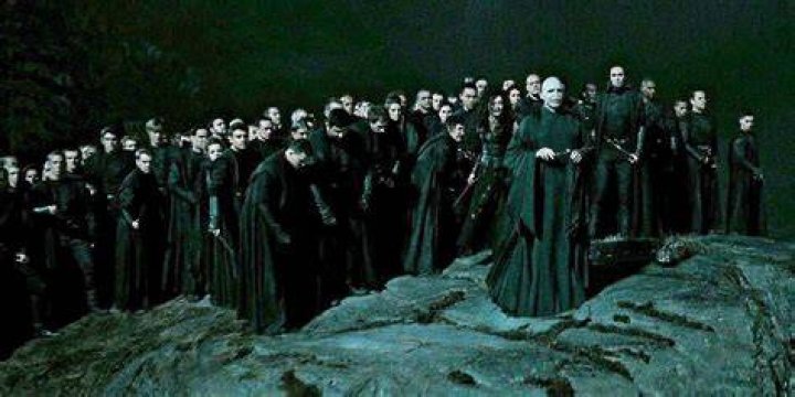 Death Eaters gather behind Voldemort
