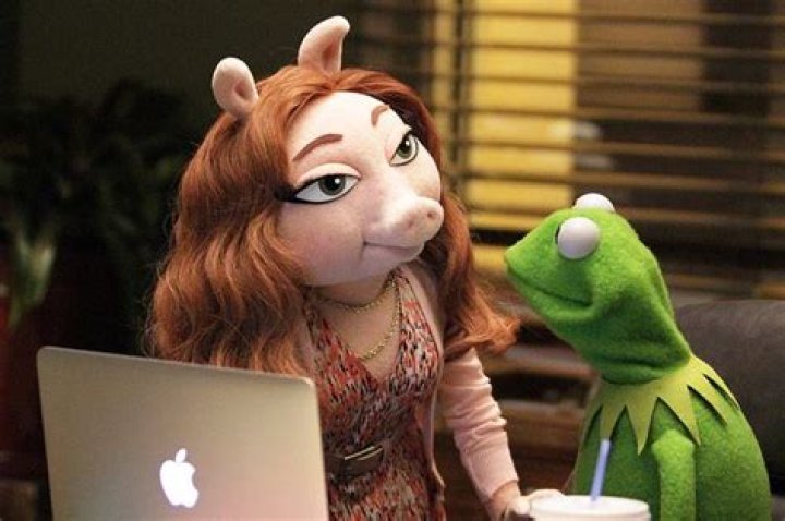 Denise and Kermit the Frog in The Muppets