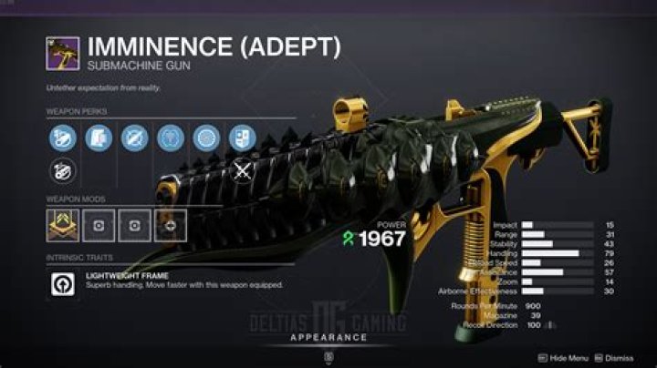 Destiny 2 Imminence God Roll and How to Get Deltia's Gaming