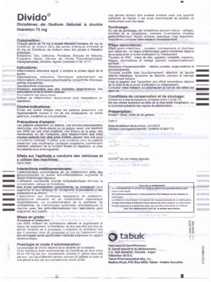 DIVIDO 75MG GLES. DOUBLE LIBERATION B/20 Pharmaconect