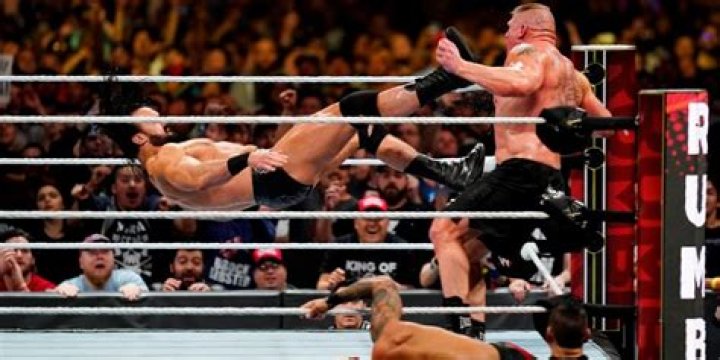 Drew McIntyre Claymore on Brock Lesnar at the Royal Rumble 2020