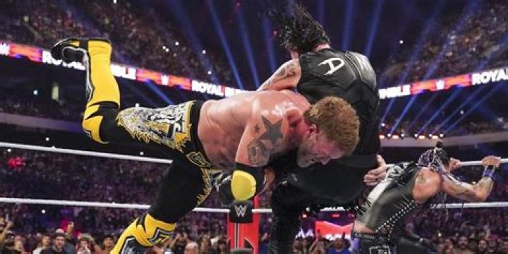 Edge hits a Spear at the Rumble 2023 