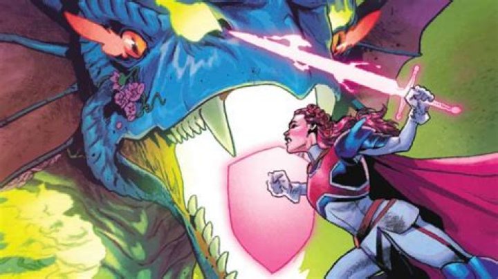 Excalibur Captain Britain Fighting a Dragon