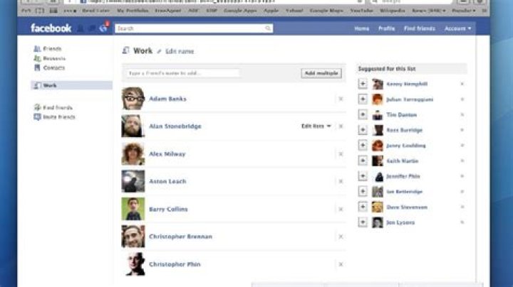 Facebook friends list