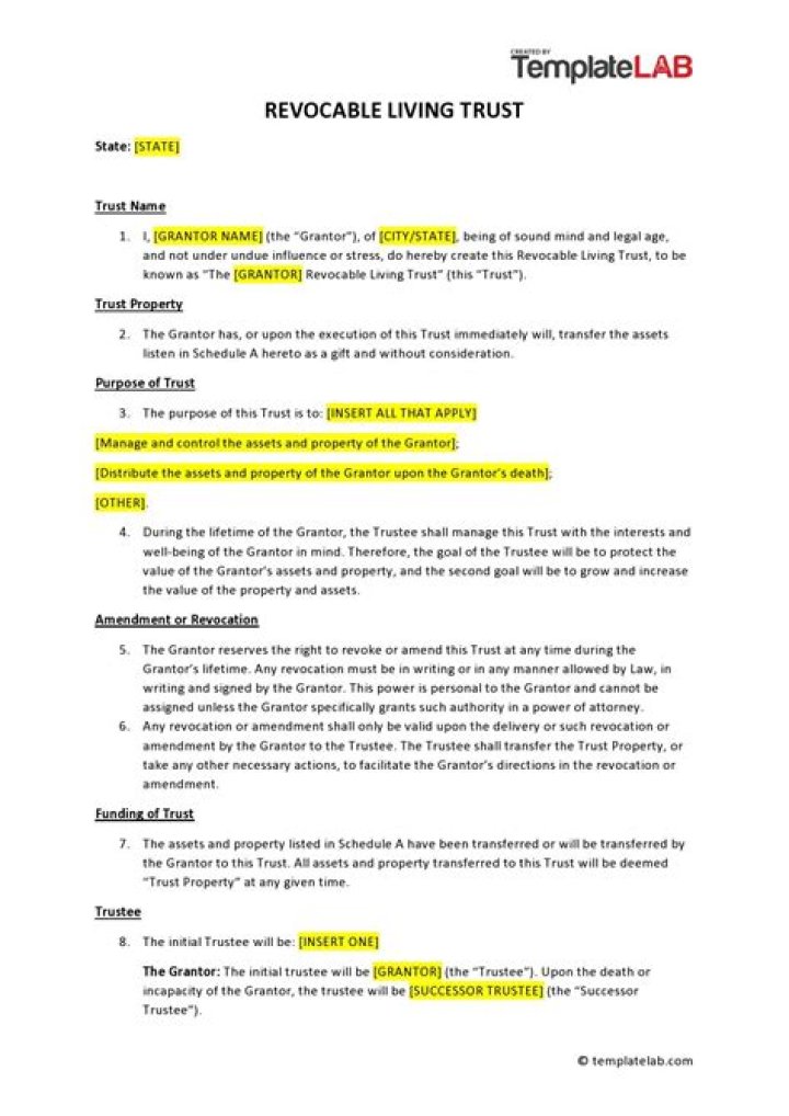 Free Living Trust forms Revocable Living Trust Revocable living trust