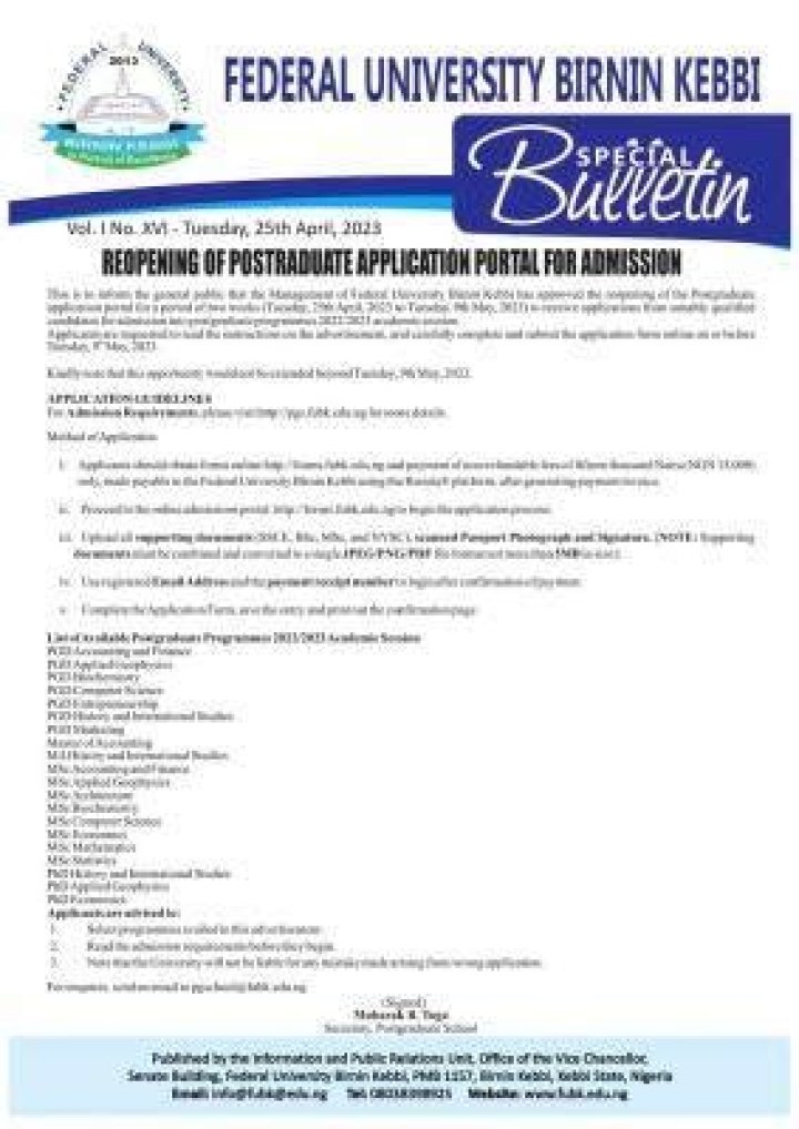 FUBK Student Portal Login Admission & Results