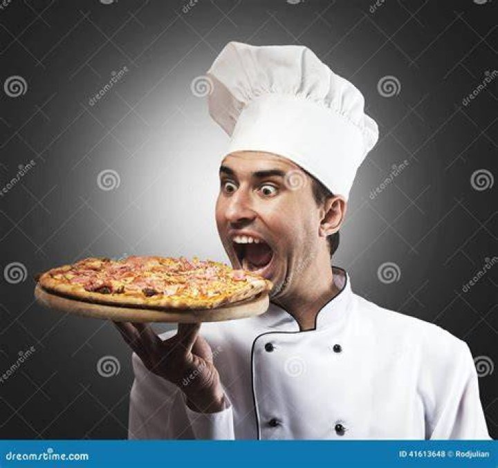 Funny pizza chef stock photo. Image of cooker, dough 41613648