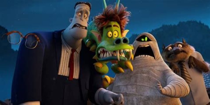 Griffin, Frank, Johnny, the Mummy, and Wayne looking scared in Hotel Transylvania Transformania