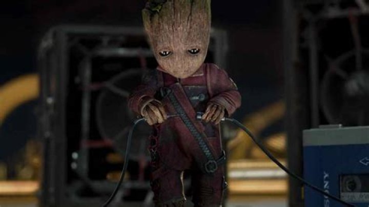 Groot trying to fix the stereo in Guardians of the galaxy Vol. 2