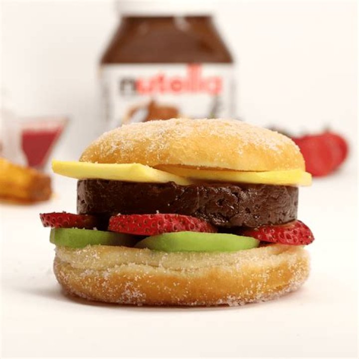 Hamburger Donuts Toast S 'mais Nutella, Hamburguer, comida, cozimento