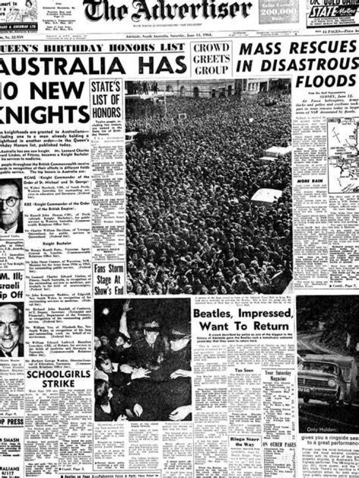 Headlines from Adelaide newspaper The News on March 1, 1954.