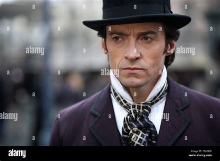 Hugh Jackman as Robert Angier looking serious in The Prestige