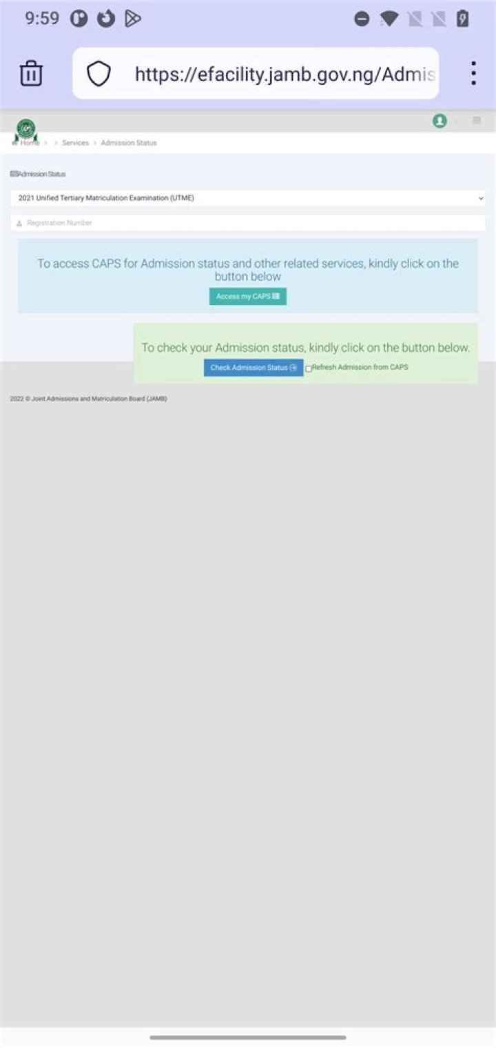 JAMB efacility Link Update