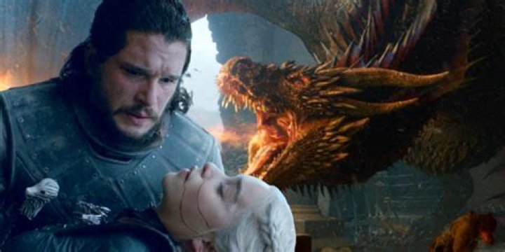 Jon Snow Daenerys and Drogon in Game of Thrones Finale