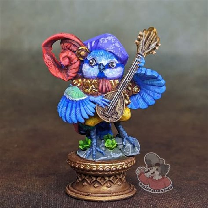Kass, an Accordion-playing Bird Bard From Breath of the Wild, playing his instrument from a high perch.