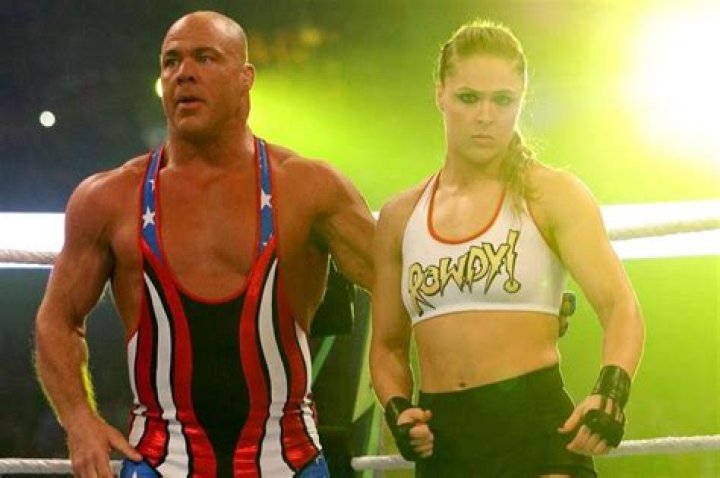 Kurt Angle and Ronda Rousey v Triple H and Stephanie McMahon WrestleMania 34 Cropped