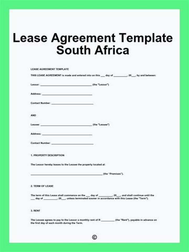 lease agreement South Africa lease agreement South Africa