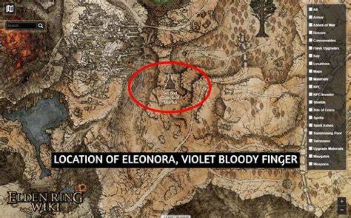 Location of Eleonora in Elden RIng EDIT