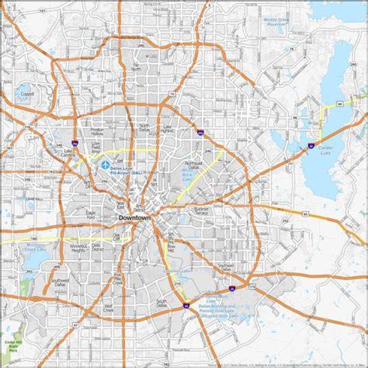 Map of Dallas neighborhood surrounding area and suburbs of Dallas