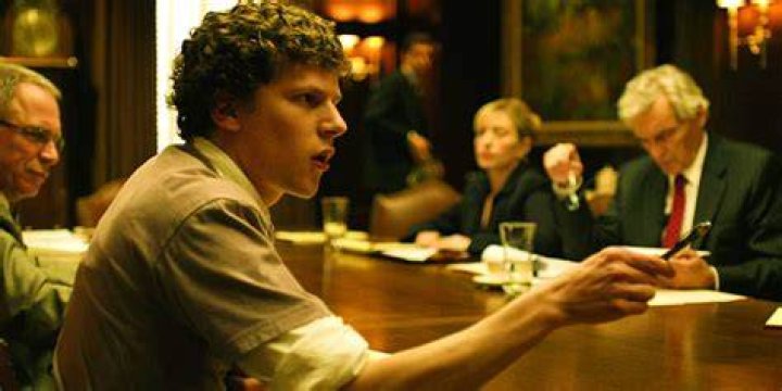 Mark Zuckerberg gesturing with a pen in The Social Network