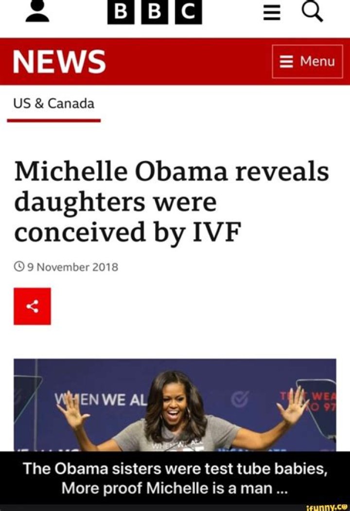 Michelle Obama reveals daughters were conceived by IVF BBC News