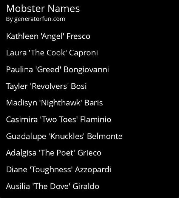 Mobster Name Generator Generate a Random Mobster Name