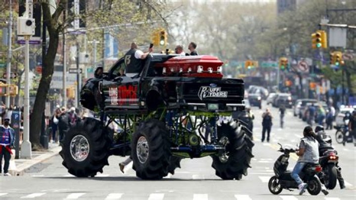 Monster truck carries casket of rapper DMX to memorial service in New