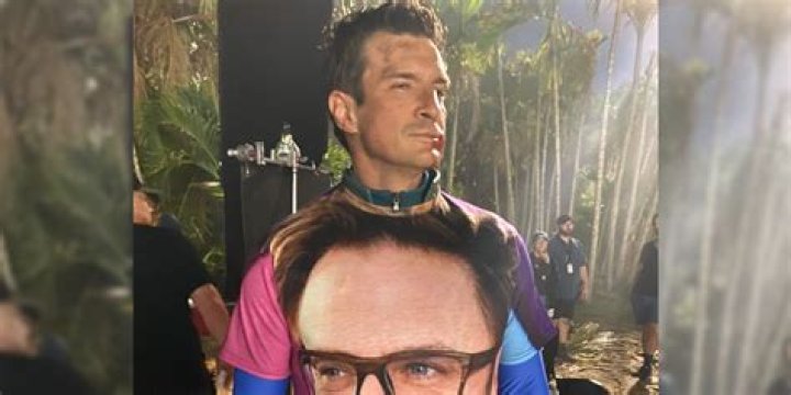 Nathan Fillion wearing James Gunn face tshirt on The Suicide Squad set CROPPED