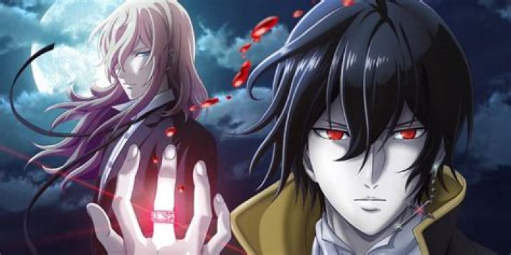 Noblesse official art featuring Rai with a shining ring, controlling blood, inn front of Frankenstein watchinng over him