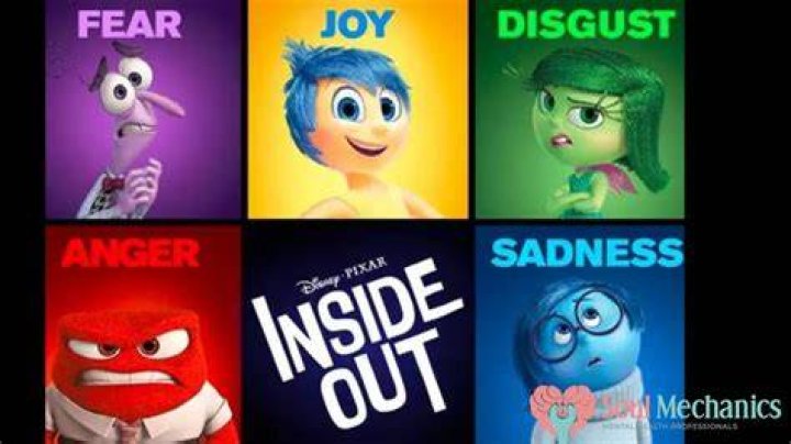 Original emotions from Inside Out stepping on new emotions in Inside Out 2 promo image